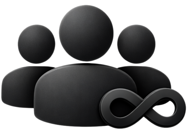People connected by an infinity symbol